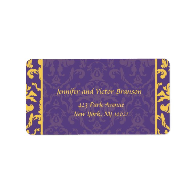 Style -Damask purple n yellow address label (Front)