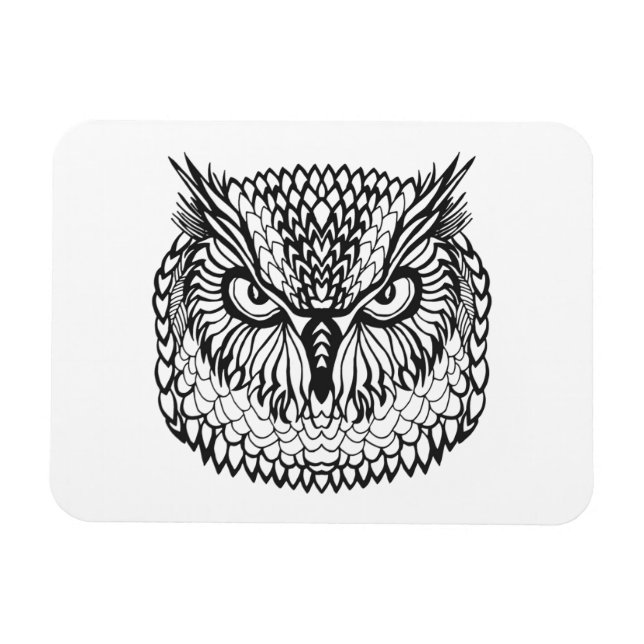 Style Eagle Owl Head Magnet (Horizontal)