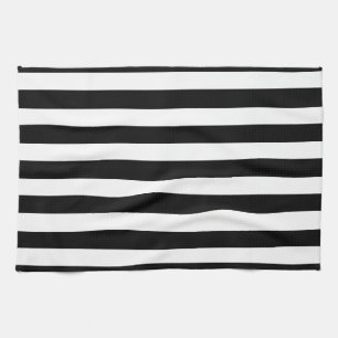 Style & Elegance in Black & White Striped Pattern Tea Towel