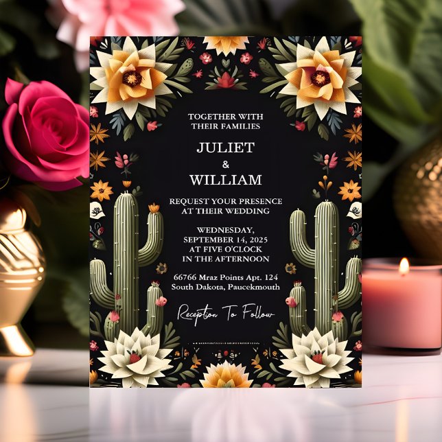 Style Elegant Fiesta Cactus Floral Mexican Wedding Invitation (Creator Uploaded)