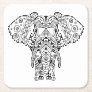 Style Elephant Square Paper Coaster