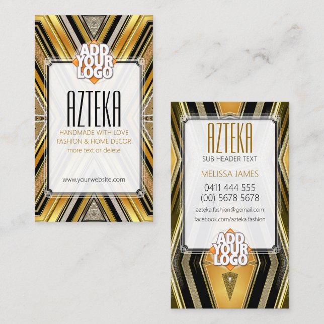 Style Fashion Black Gold ArtDeco Business Card (Front/Back)