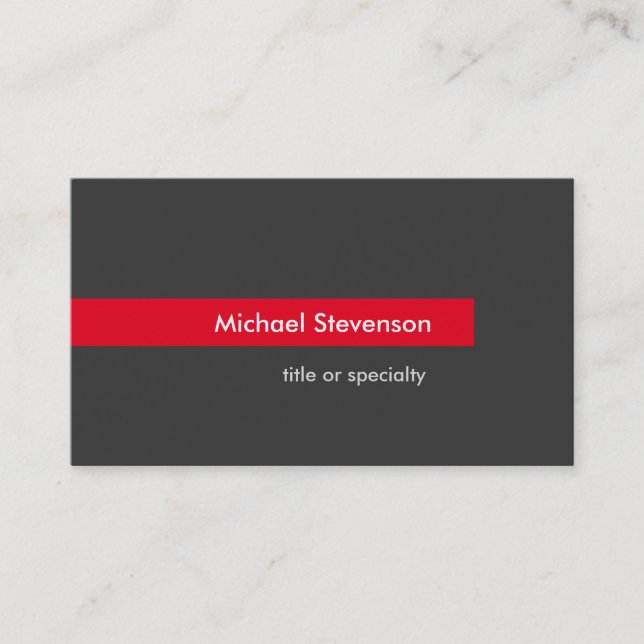 Style Grey Red Stripe Horizontal Business Card (Front)