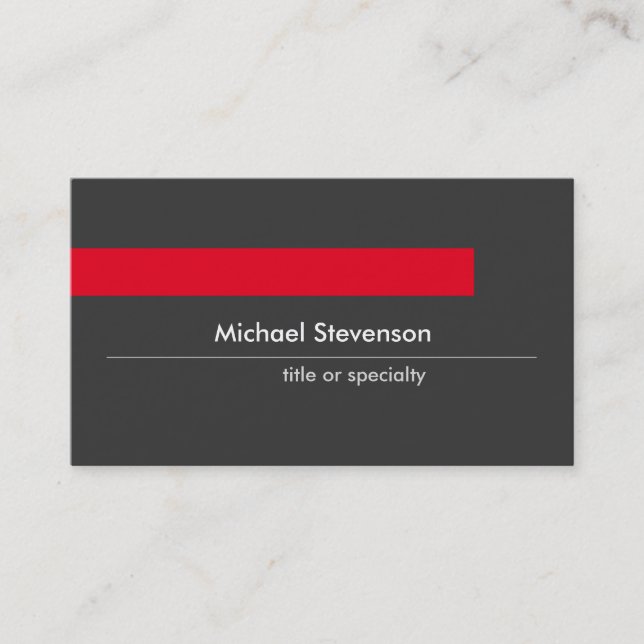 Style Grey Red Stripe Standard Business Card (Front)