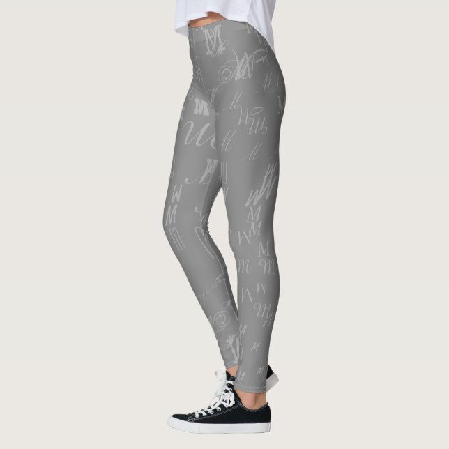style initial pattern personalised on grey leggings (Left)