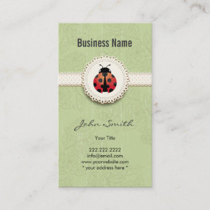 Style Ladybug & Lace Green Floral Business Card