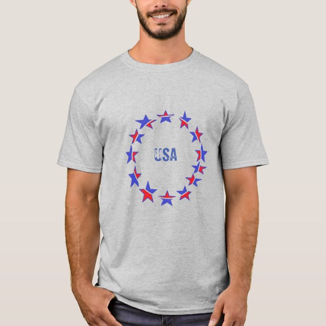 Style: Men's Basic T-Shirt --Patriotic USA (Front)