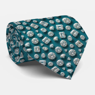 Style Peacock Luxury Diamond Teal Blue Tie