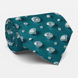 Style Peacock Luxury Diamond Teal Blue Tie