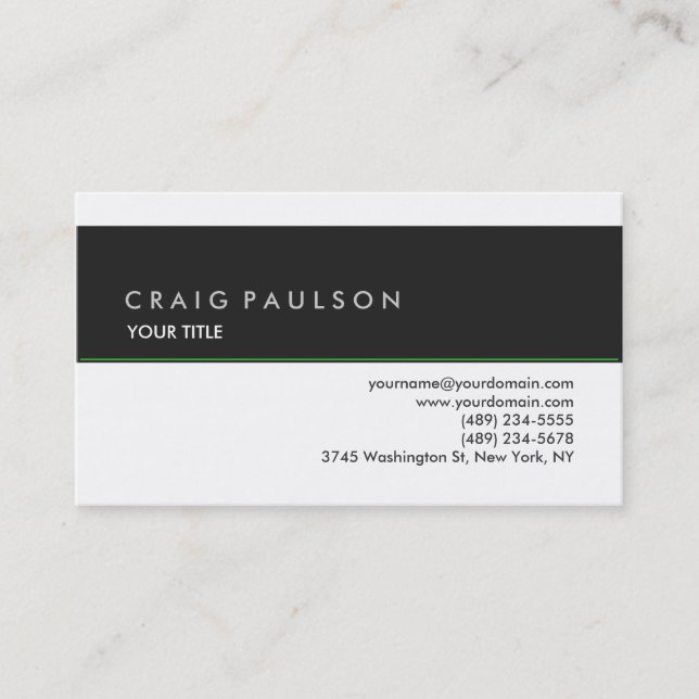Style Plain Grey White Professional Business Card (Front)