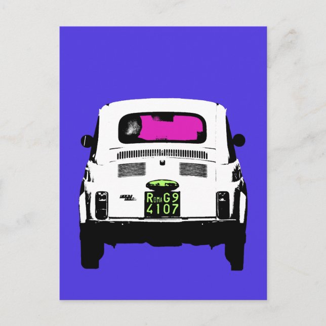 style pop art Fiat 500 in Rome Postcard (Front)