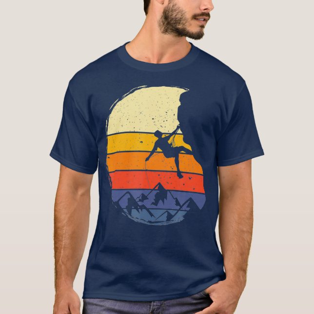 Style Rock Climbing Retro Bouldering Climber T-Shirt (Front)