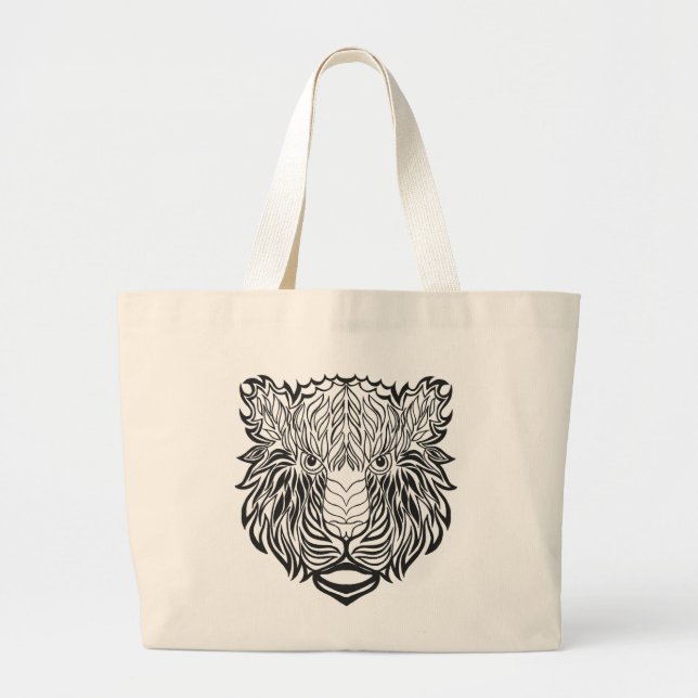 Style Tiger Head Large Tote Bag (Front)