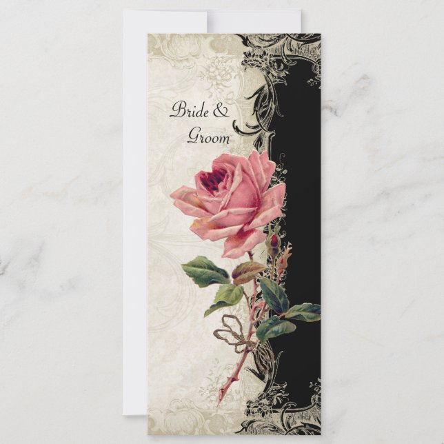 Style Vintage Rose Black n Cream Lace Invitation (Front)