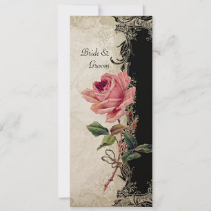 Style Vintage Rose Black n Cream Lace Invitation