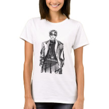 Style: Women's Basic T-Shirt with Man