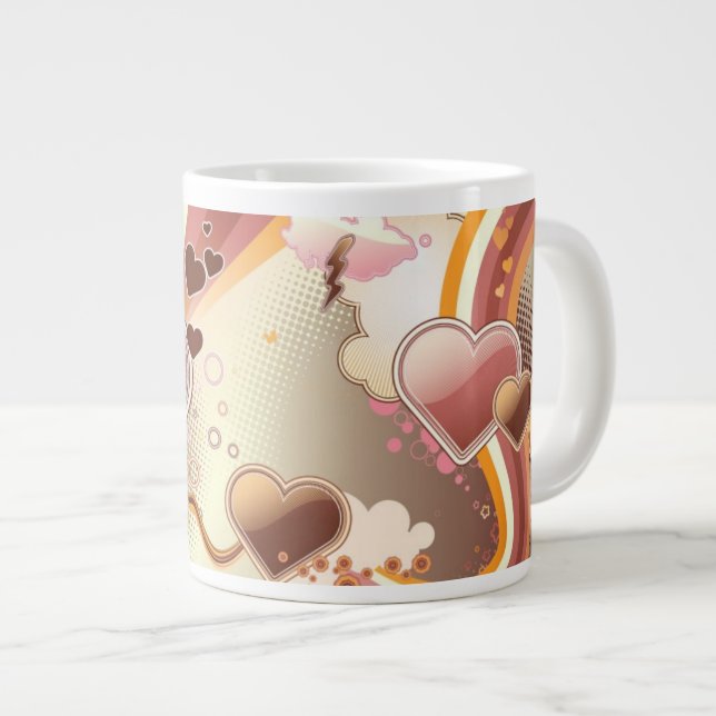 Styled design background large coffee mug (Front Right)