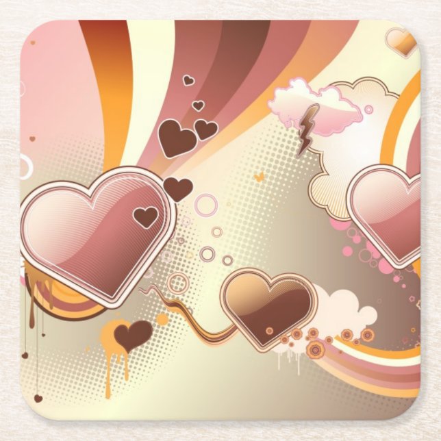 Styled design background square paper coaster (Front)