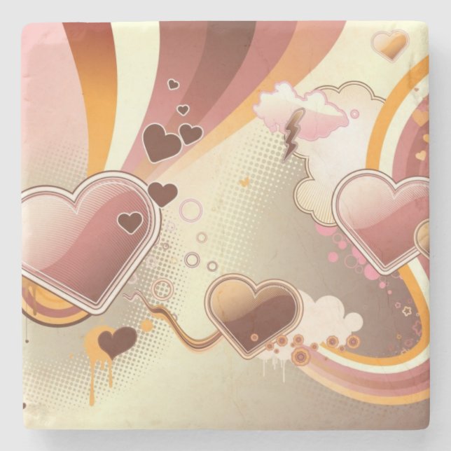 Styled design background stone coaster (Front)