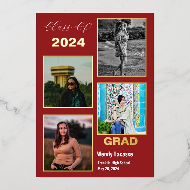 Styled Gallery Foil Graduation Announcement Invite (Front)