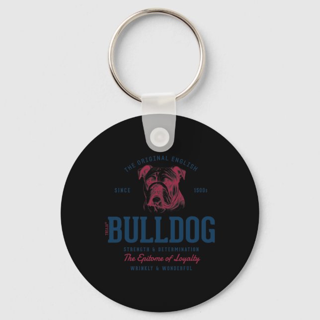 Styled Vintage English Bulldog  Key Ring (Front)