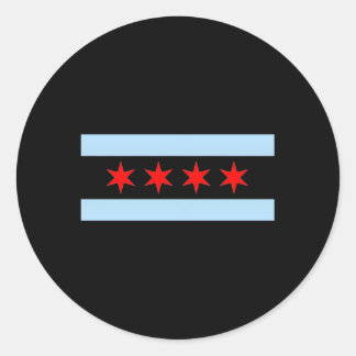Styley Chicago Flag Grey Small Classic Round Sticker