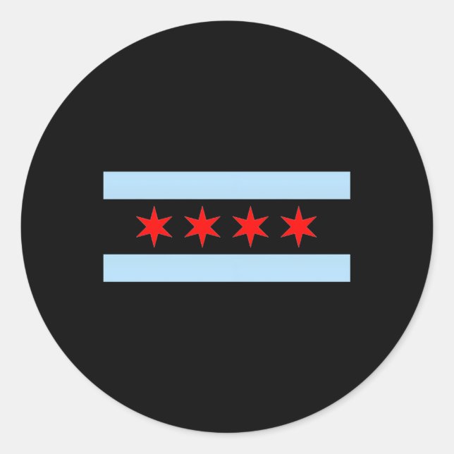 Styley Chicago Flag Grey Small Classic Round Sticker (Front)
