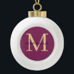 Stylis and personalised monogrammed ceramic ball christmas ornament<br><div class="desc">collection of stylish and personalised monogram initial Ceramic Ball Christmas Ornaments featuring your name. Add a touch of elegance and uniqueness to your belongings with these custom-designed Ceramic Ball Christmas Ornaments.
Personalise it now; click the customise button to add your initial and your name.</div>