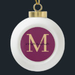 Stylis and personalised monogrammed ceramic ball christmas ornament<br><div class="desc">collection of stylish and personalised monogram initial Ceramic Ball Christmas Ornaments featuring your name. Add a touch of elegance and uniqueness to your belongings with these custom-designed Ceramic Ball Christmas Ornaments.
Personalise it now; click the customise button to add your initial and your name.</div>