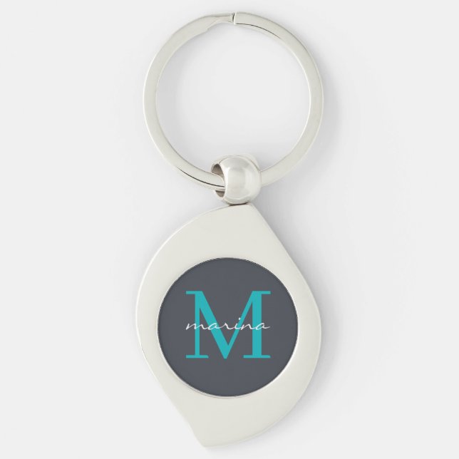 Stylis and personalised monogrammed key ring (Front)