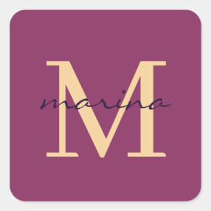 Stylis and personalised monogrammed square sticker