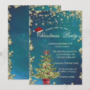 Stylis Christmas Tree,Stars Christmas Company  Invitation