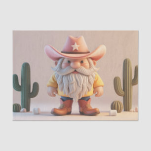 Stylised 3D Cowboy Gnome in Desert Tissue Paper