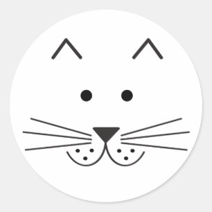 Stylised Abstract Cat Face Illustration Design Classic Round Sticker