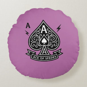 Stylised Ace of Spades — Art-Deco Vector Emblem Round Cushion
