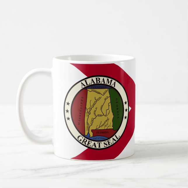 Stylised Alabama State Flag/ seal superimposed Coffee Mug (Left)