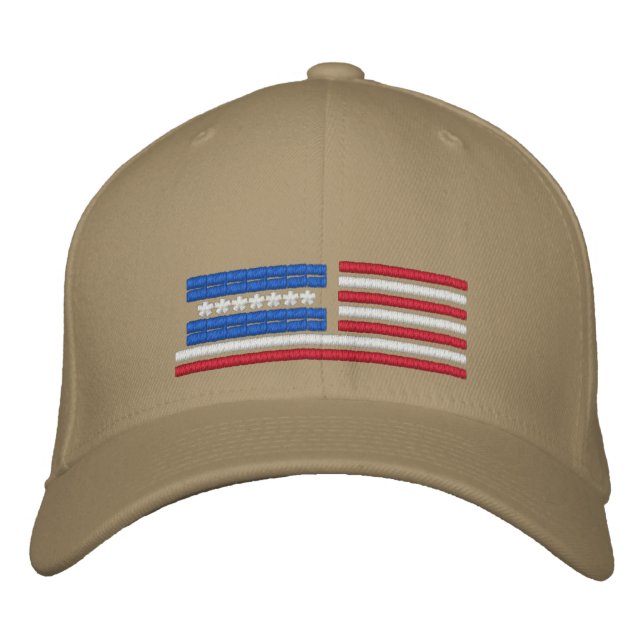 Stylised American Flag Design Embroidered Hat (Front)