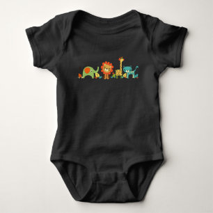 Stylised Animals Cute Lion Giraffe Elephant Boy Baby Bodysuit