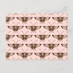 Stylised Art Deco butterfly - chocolate and peach Postcard