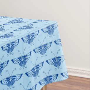 Stylised Art Deco butterfly - cobalt and pale blu Tablecloth
