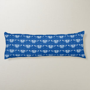Stylised Art Deco butterfly, cobalt blue and white Body Cushion
