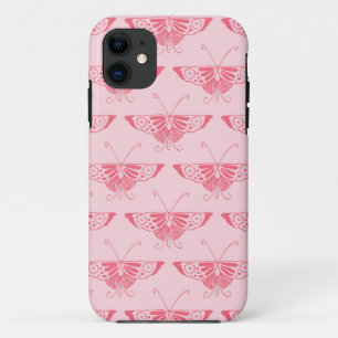 Stylised Art Deco butterfly - coral pink iPhone 11 Case