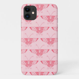Stylised Art Deco butterfly - coral pink iPhone 11 Case
