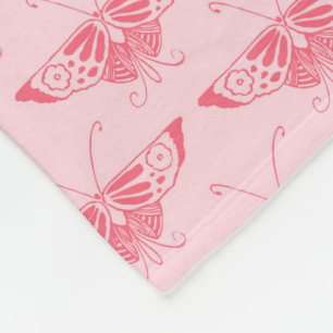 Stylised Art Deco butterfly - coral pink Fleece Blanket