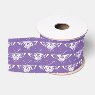 Stylised Art Deco butterfly - dusty lilac Grosgrain Ribbon