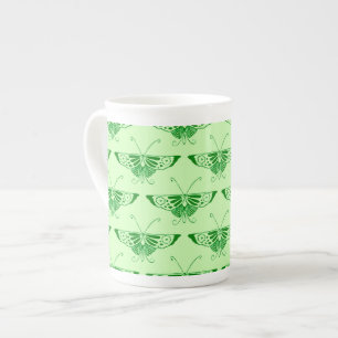 Stylised Art Deco butterfly - emerald green Bone China Mug