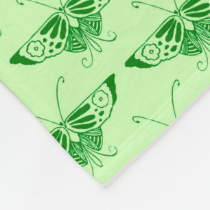 Stylised Art Deco butterfly - emerald green Fleece Blanket