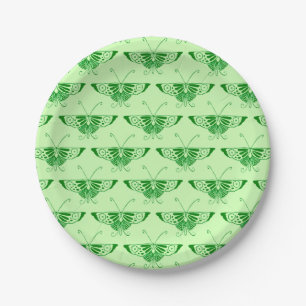 Stylised Art Deco butterfly - emerald green Paper Plate