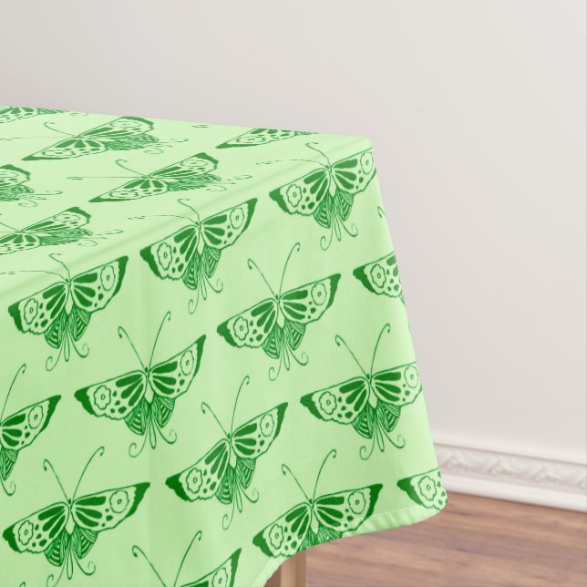 Stylised Art Deco butterfly - emerald green Tablecloth (In Situ)