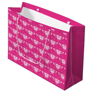 Stylised Art Deco butterfly - fuchsia pink Large Gift Bag